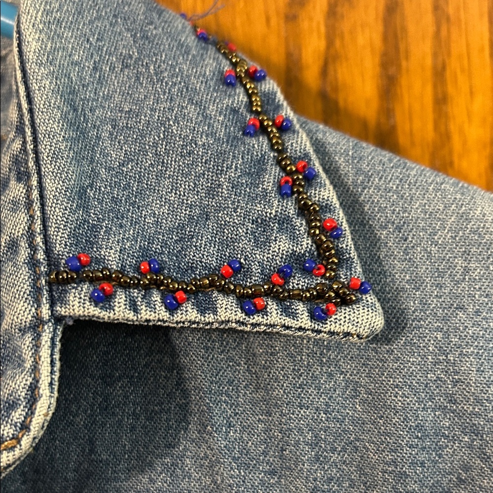 Petite Sophisticate Blue Embroidered Blouse - Picture 5 of 10